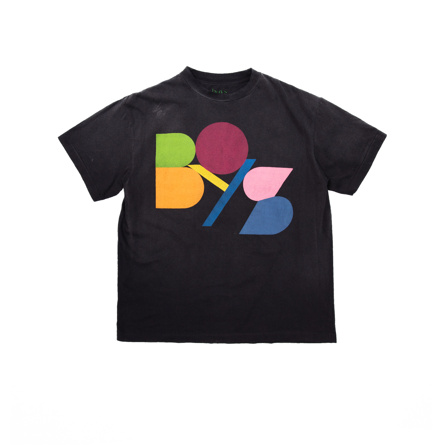 boys block color printing T-shirts black