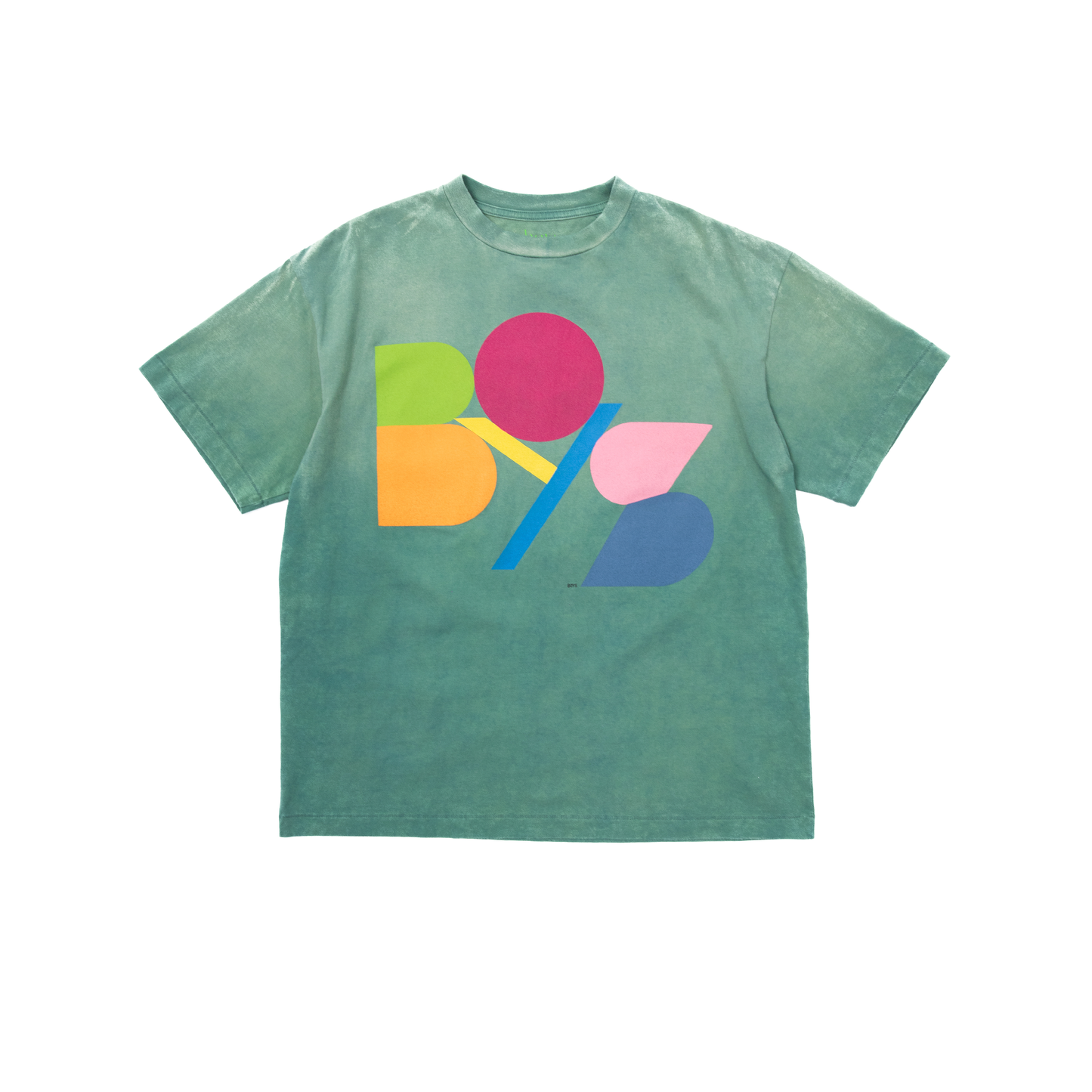 boys block color printing T-shirts green