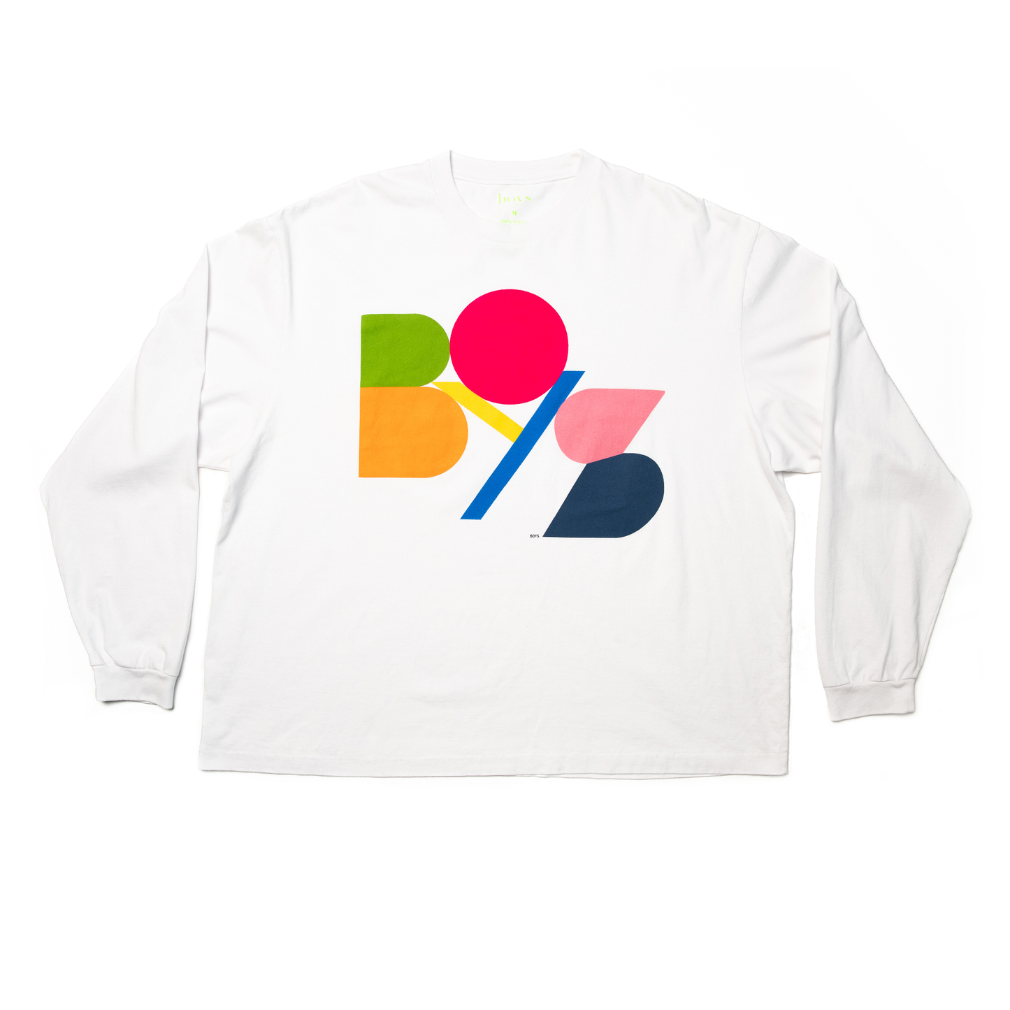 boys block color printing long sleeve white