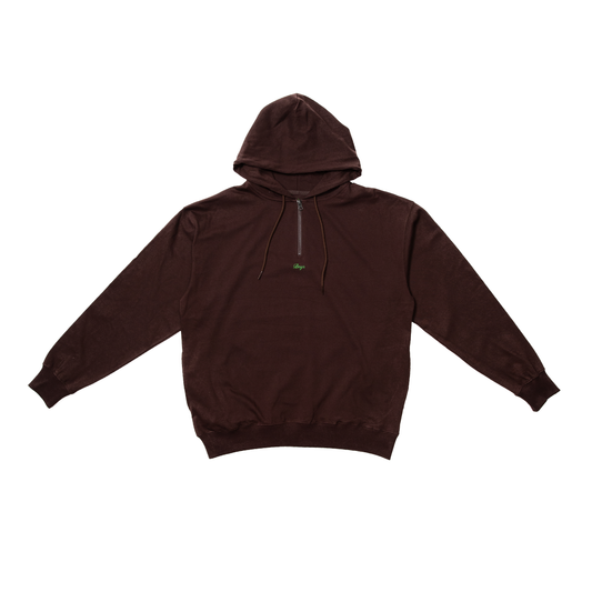 Half zip up Hoodie - brown